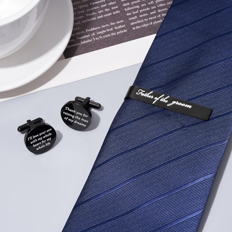Jeka Father of The Bride and Groom Gifts - Wedding Tie Bars & Cufflinks - Keepsake Anniversary Jewelry for Men - Image 2
